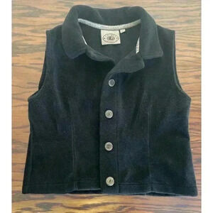 Vintage County Clothing Co Women's L Solid Black Micro Fleece Velvet Button Vest